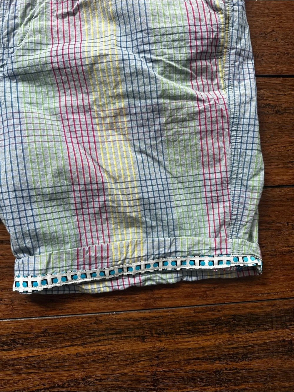 Robert Graham Blue Gray Plaid Chino Shorts - Men's Size 36 Preppy Colorful